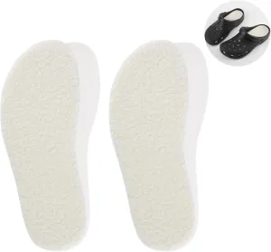 2 Pairs Warm Cozy Lamb Wool Inserts for Crocs Clogs Flat Sheepskin Insoles for Women Men Replacement Garden Shoes Liners Fleece Fur Slipper Shoe Soles Size 12 / EU45