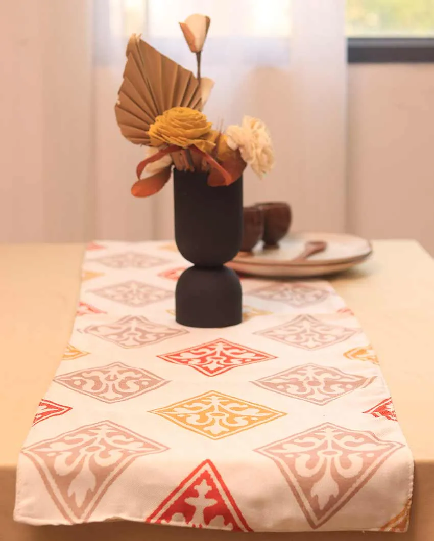 Abstract Cotton Polyester Printed Table Runner |  54 x 14 Inches
