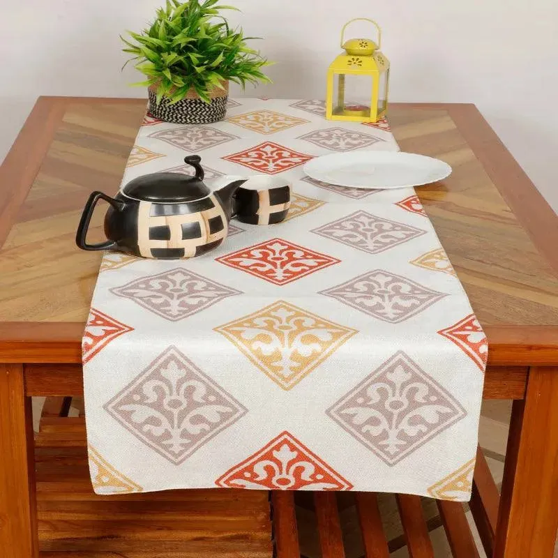 Abstract Cotton Polyester Printed Table Runner |  54 x 14 Inches
