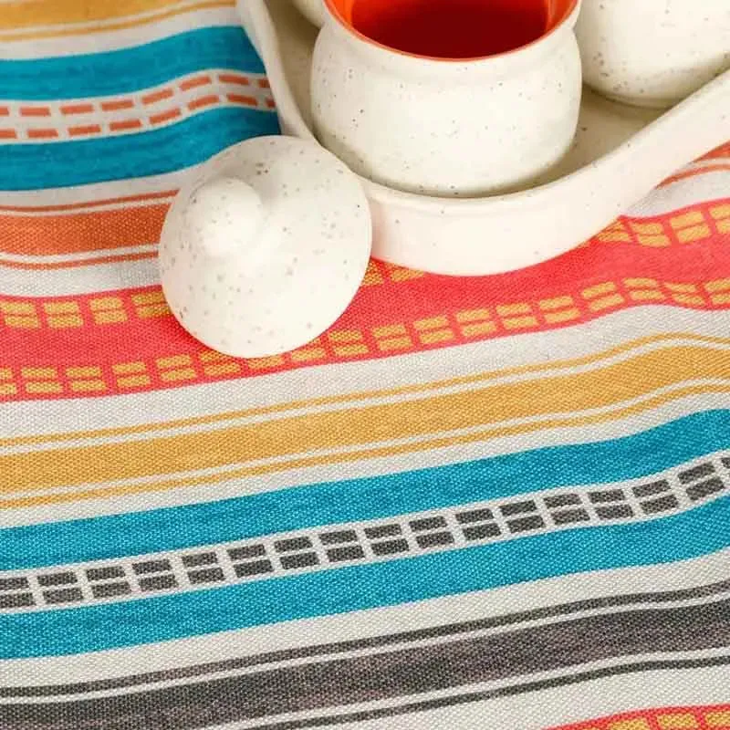 Abstract Lines Floral Cotton Polyester Table Runner | 54 x 14 Inches