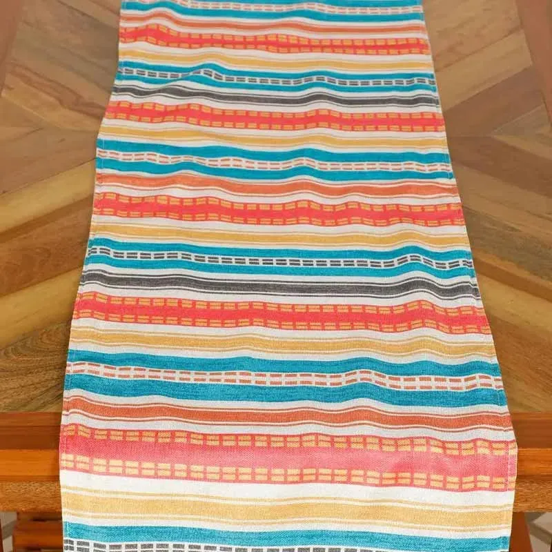 Abstract Lines Floral Cotton Polyester Table Runner | 54 x 14 Inches