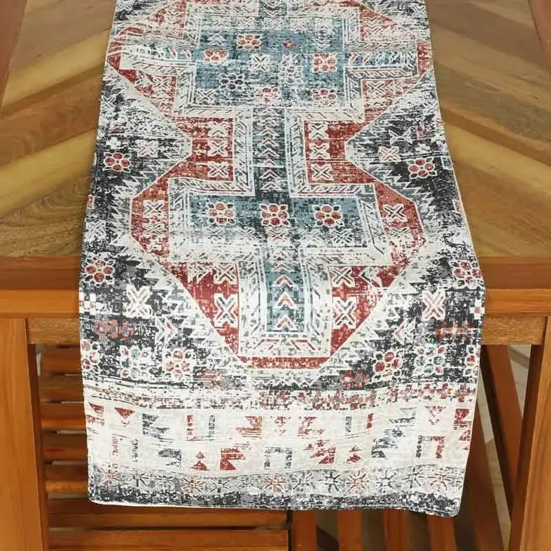 Abstract Wave Floral Cotton Polyester Table Runner | 54 x 14 Inches