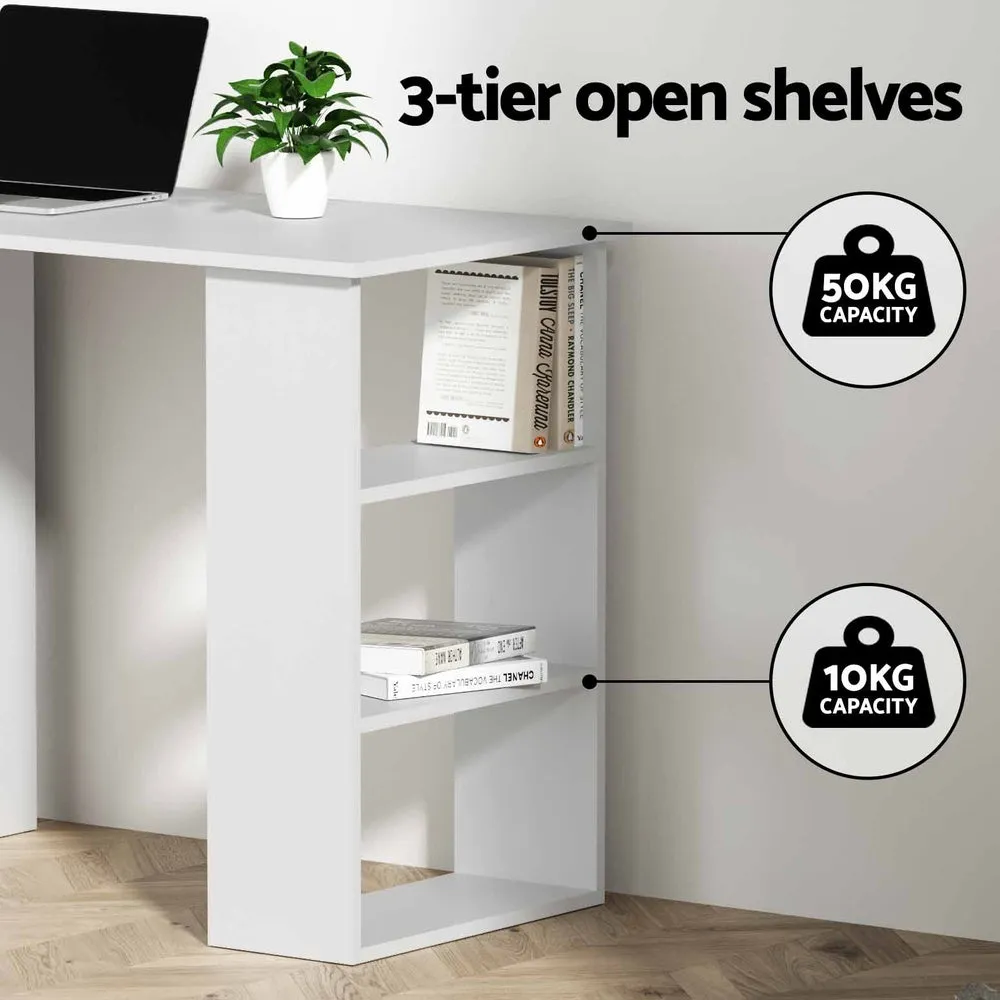 Artiss Computer Desk Drawer Shelf Cabinet White 120cm