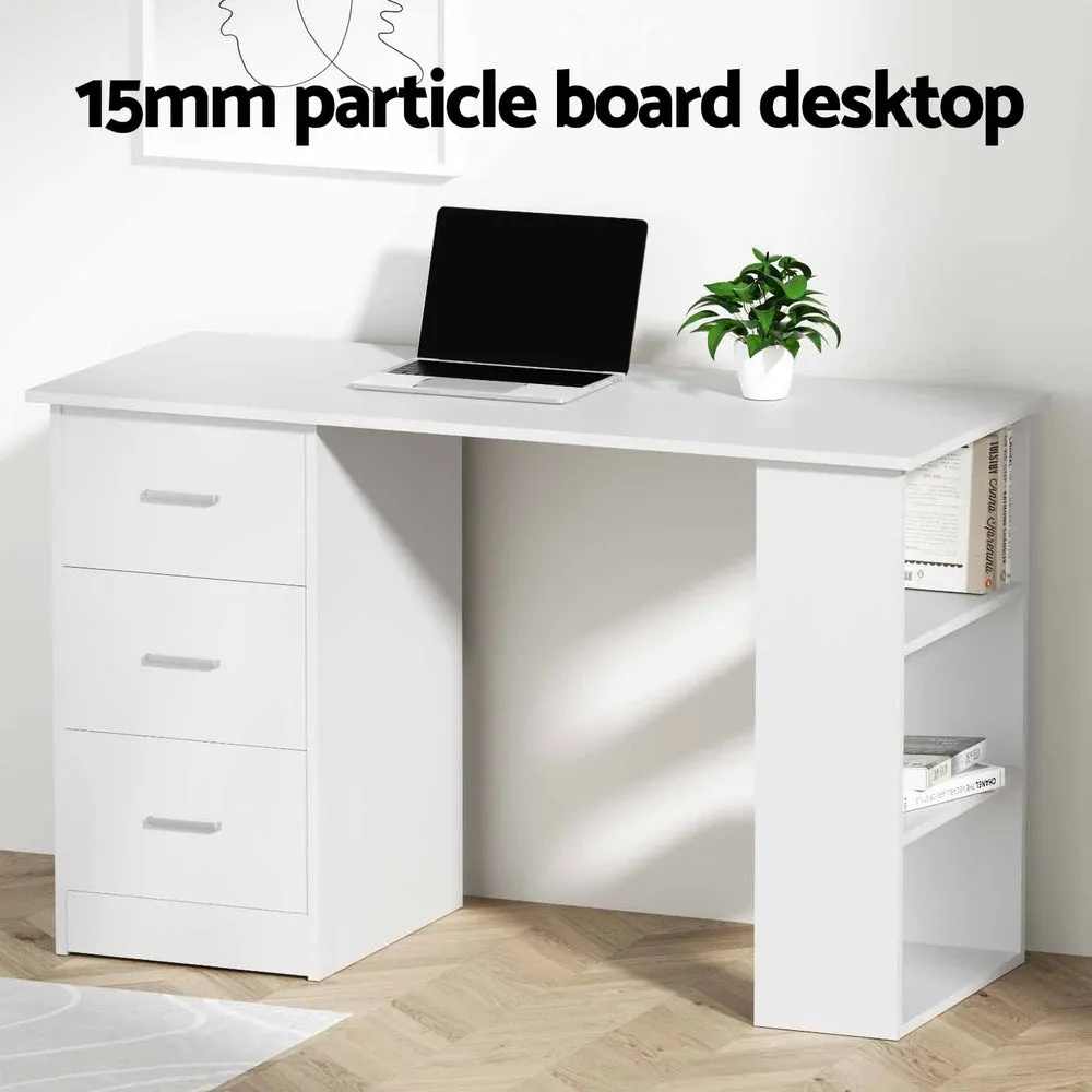 Artiss Computer Desk Drawer Shelf Cabinet White 120cm