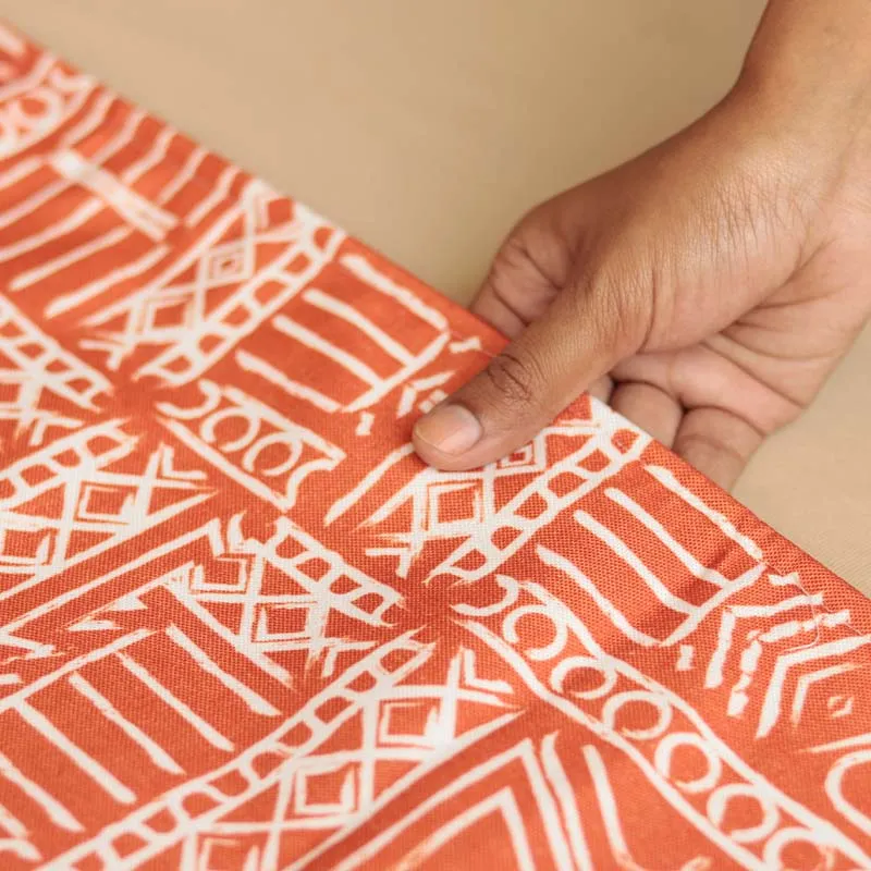 Aztec Geometric Orange White Table Runner | 72 x 12 inches