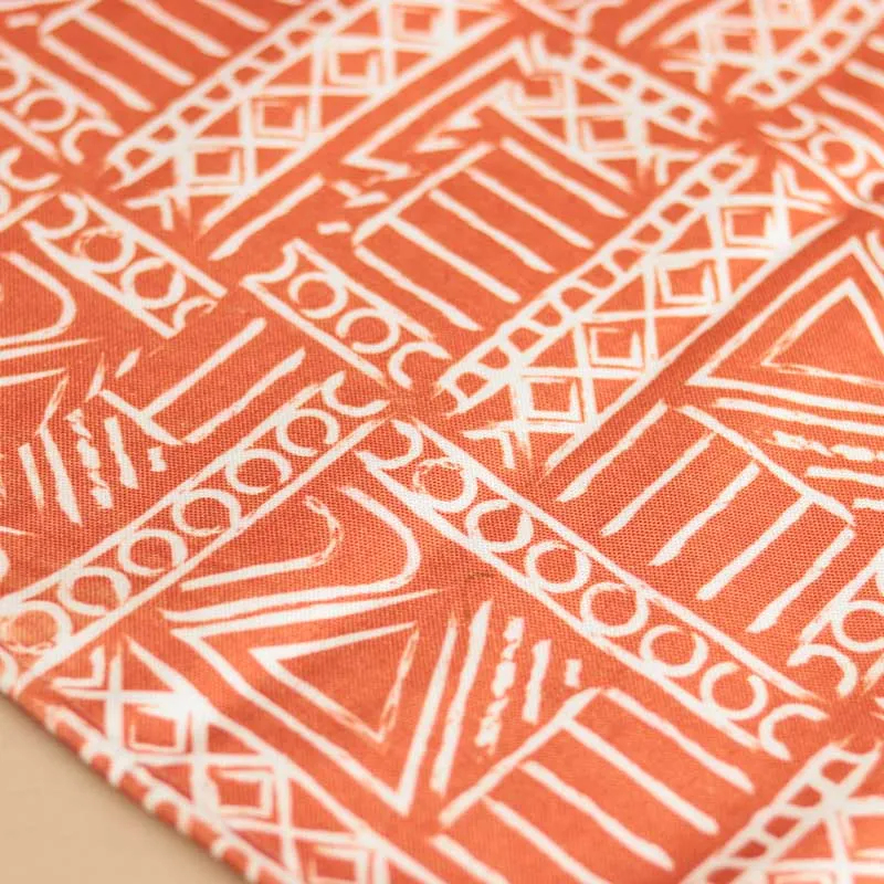 Aztec Geometric Orange White Table Runner | 72 x 12 inches