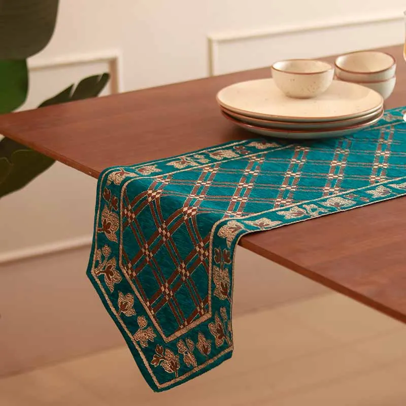 Azure Enchantment Polyester Table Runner | 13X72 inch
