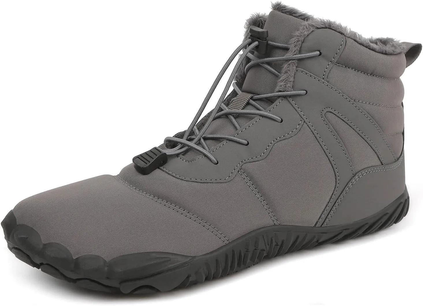 baobeijiadao Mens Snow Boots Warm Fur Hiking Boots Slip On Barefoot Winter Boots Non Slip Waterproof Ankle Sneakers for Men