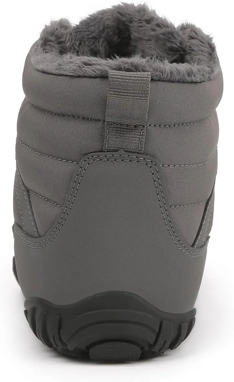 baobeijiadao Mens Snow Boots Warm Fur Hiking Boots Slip On Barefoot Winter Boots Non Slip Waterproof Ankle Sneakers for Men