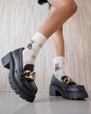 Black Chain Detail Chunky Sole Oxfords