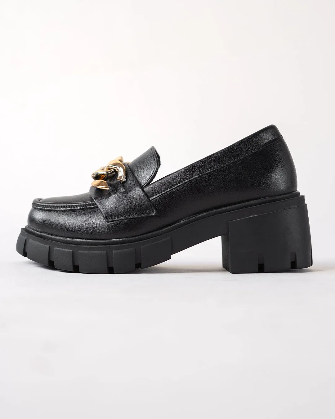 Black Chain Detail Chunky Sole Oxfords