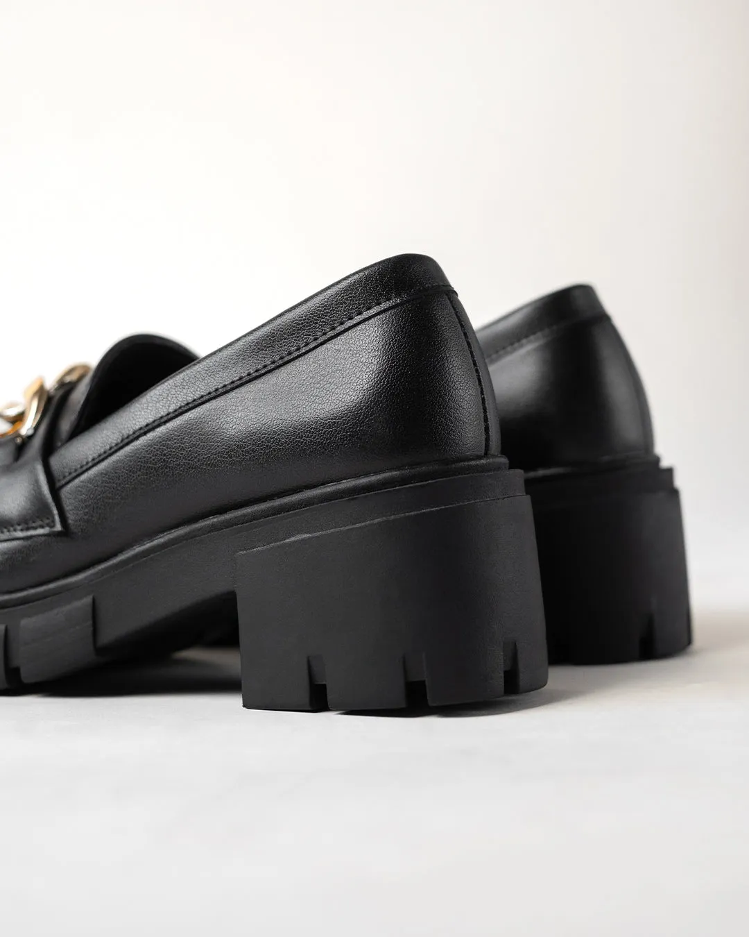 Black Chain Detail Chunky Sole Oxfords