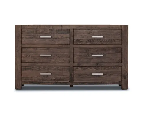 Catmint Dresser 6 Chest of Drawers Solid Pine Wood Storage Cabinet - Grey Stone