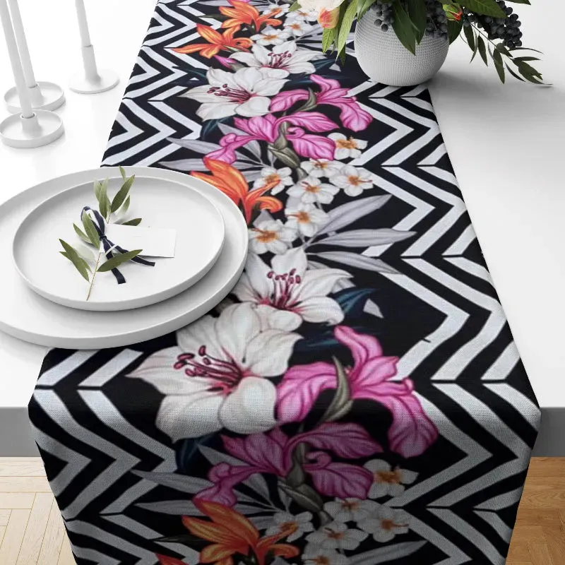 Chevron Flowers Table Runners