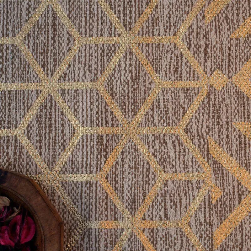 Cotton Foil Geometrical Printed Table Runner With Tassles | 54 x 14  inches