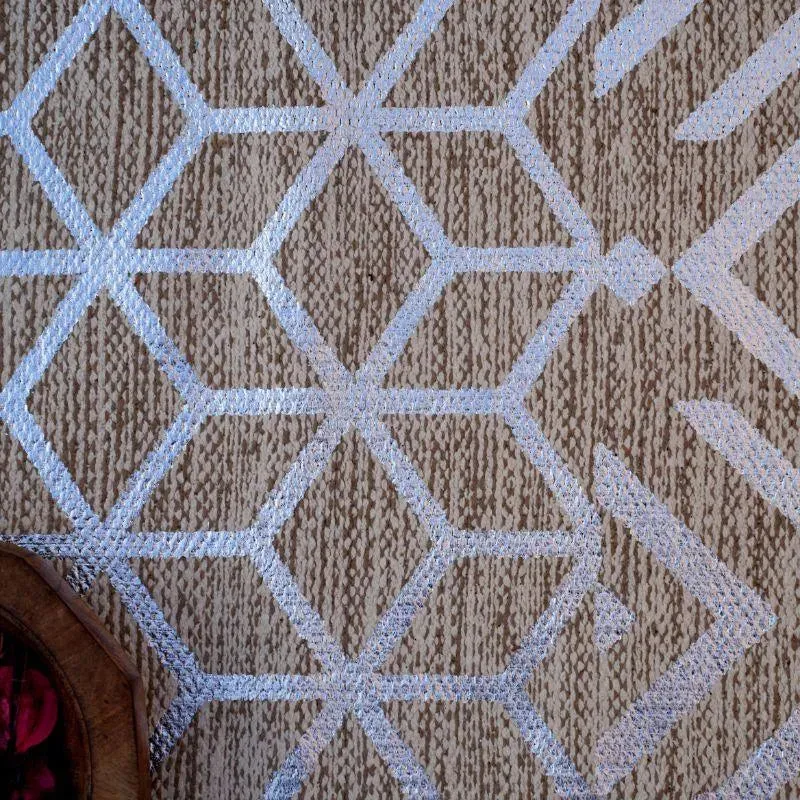 Cotton Foil Geometrical Printed Table Runner With Tassles | 54 x 14  inches