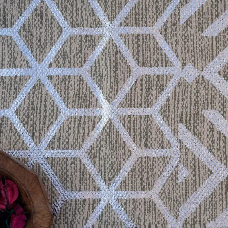 Cotton Foil Geometrical Printed Table Runner With Tassles | 54 x 14  inches