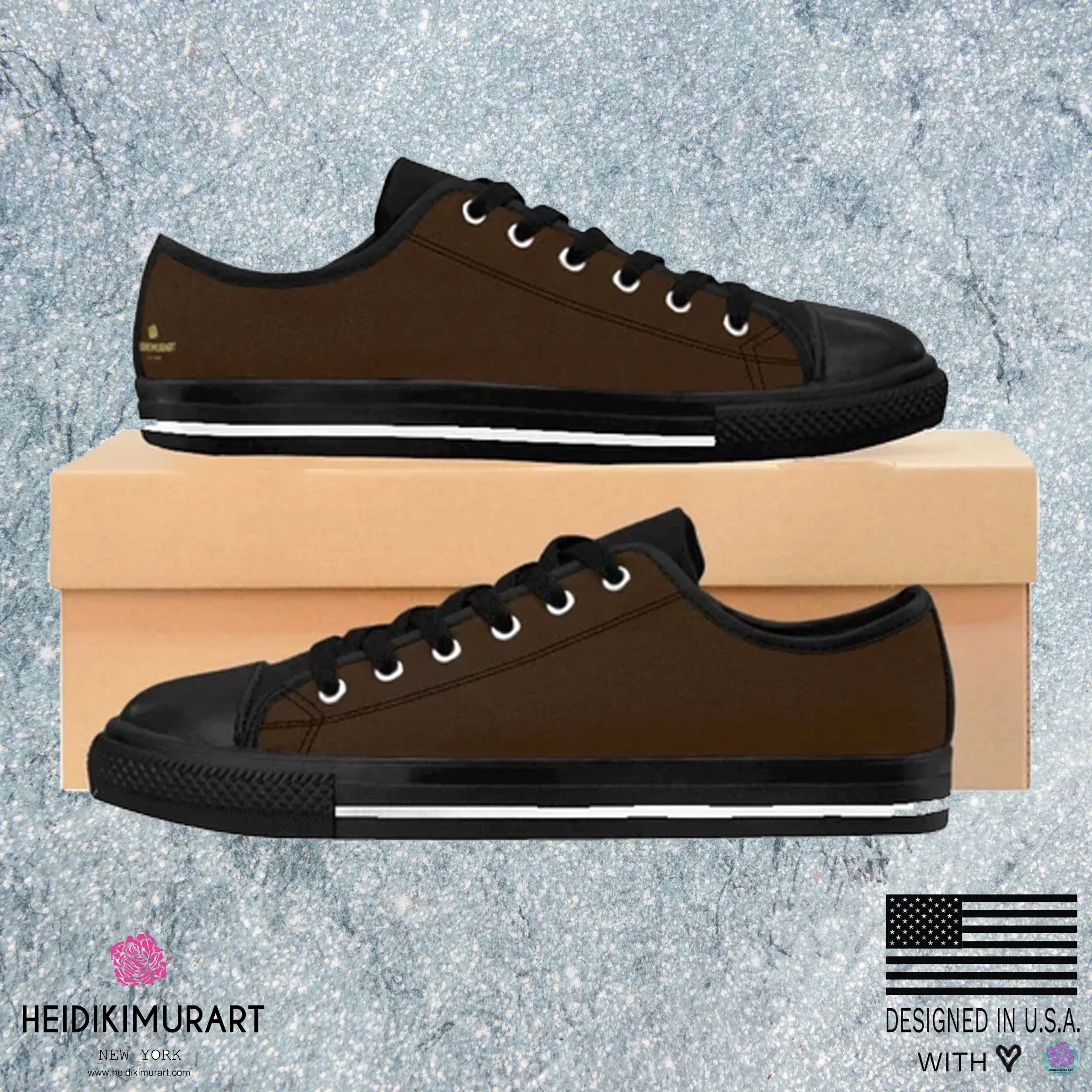 Dark Earth Solid Color Sneakers, Best Dark Chocolate Solid Brown Color Designer Men's Running Shoes Low Top Sneakers