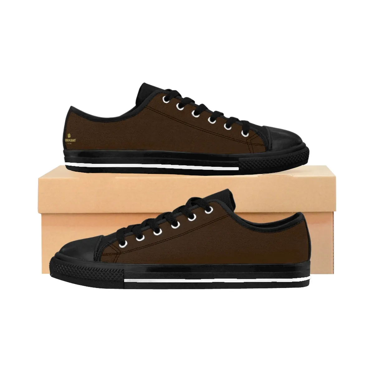 Dark Earth Solid Color Sneakers, Best Dark Chocolate Solid Brown Color Designer Men's Running Shoes Low Top Sneakers