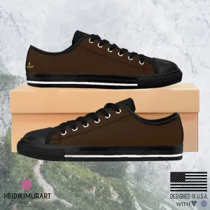 Dark Earth Solid Color Sneakers, Best Dark Chocolate Solid Brown Color Designer Men's Running Shoes Low Top Sneakers