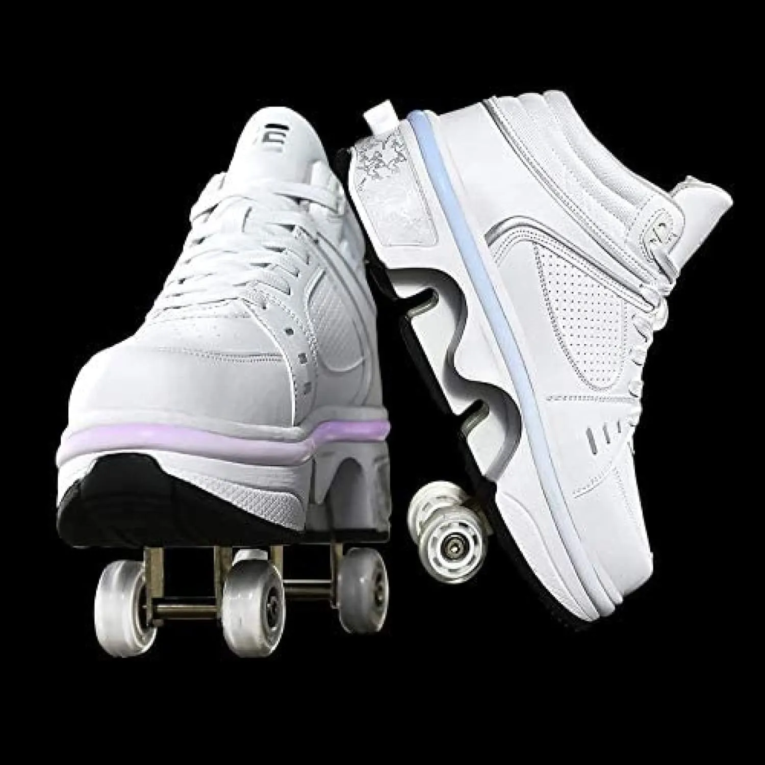EARLY Invisible Pulley Shoes, 2 in 1 LED Deformation Roller Shoes Male and Female Double-Row Deform Wheel Skating Shoes Adult Children's,EUR39,Remarkable88
