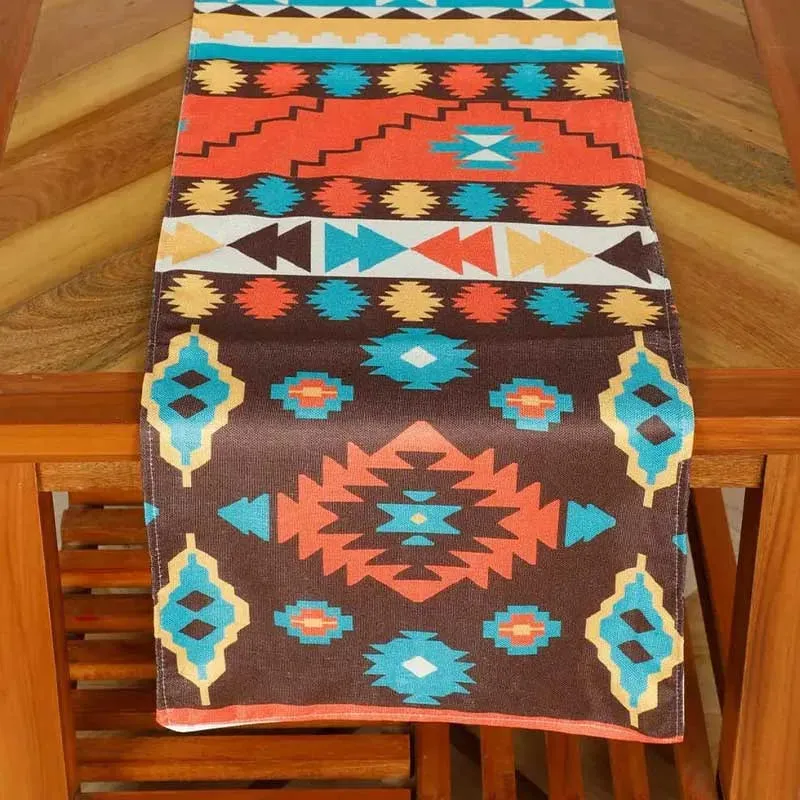 Floral Abstract Square Cotton Polyester Table Runner | 54 x 14 Inches