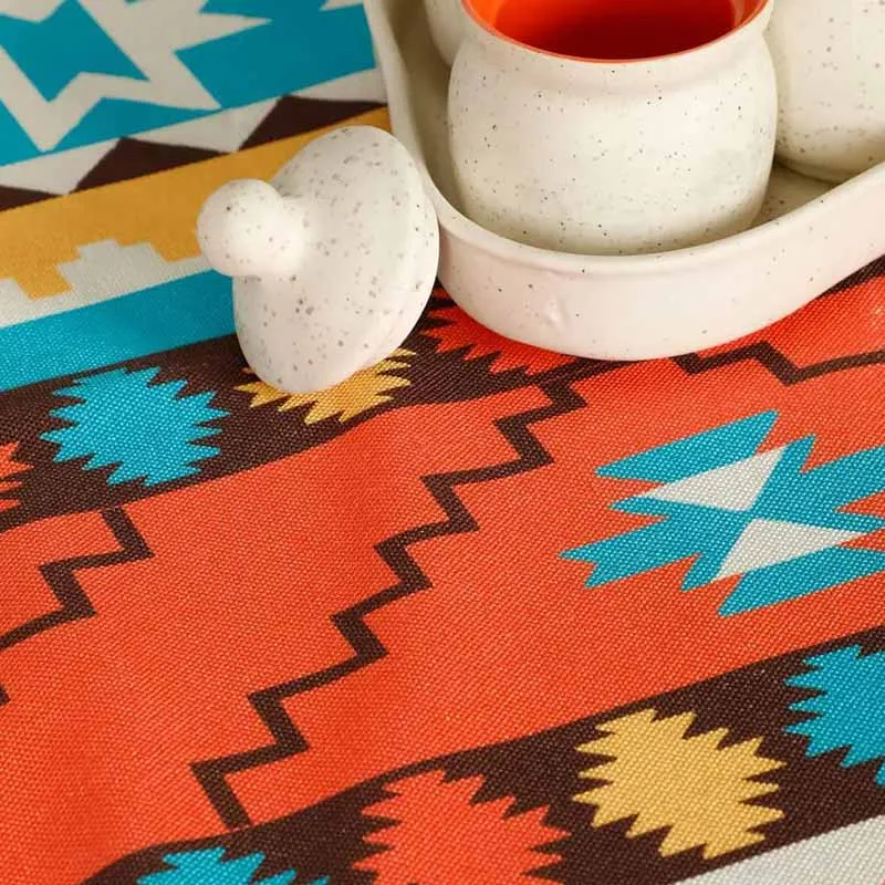 Floral Abstract Square Cotton Polyester Table Runner | 54 x 14 Inches