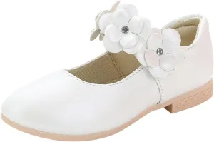 Girls Ballerina Flat Mary Jane Front Flower Dress Shoes for Wedding, Party, Walking(Toddler/Little Girl) Baby Shoes