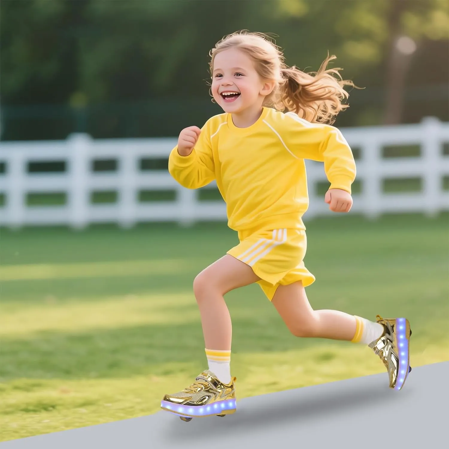 Girls Roller Shoes LED Lights Up Sneakers with Wheels Removable Lightweight Roller Skates Boys Beginners Trainers Skate Comfortable Sports Footwear Athletic USB Charge Sneaker Kids Gifts