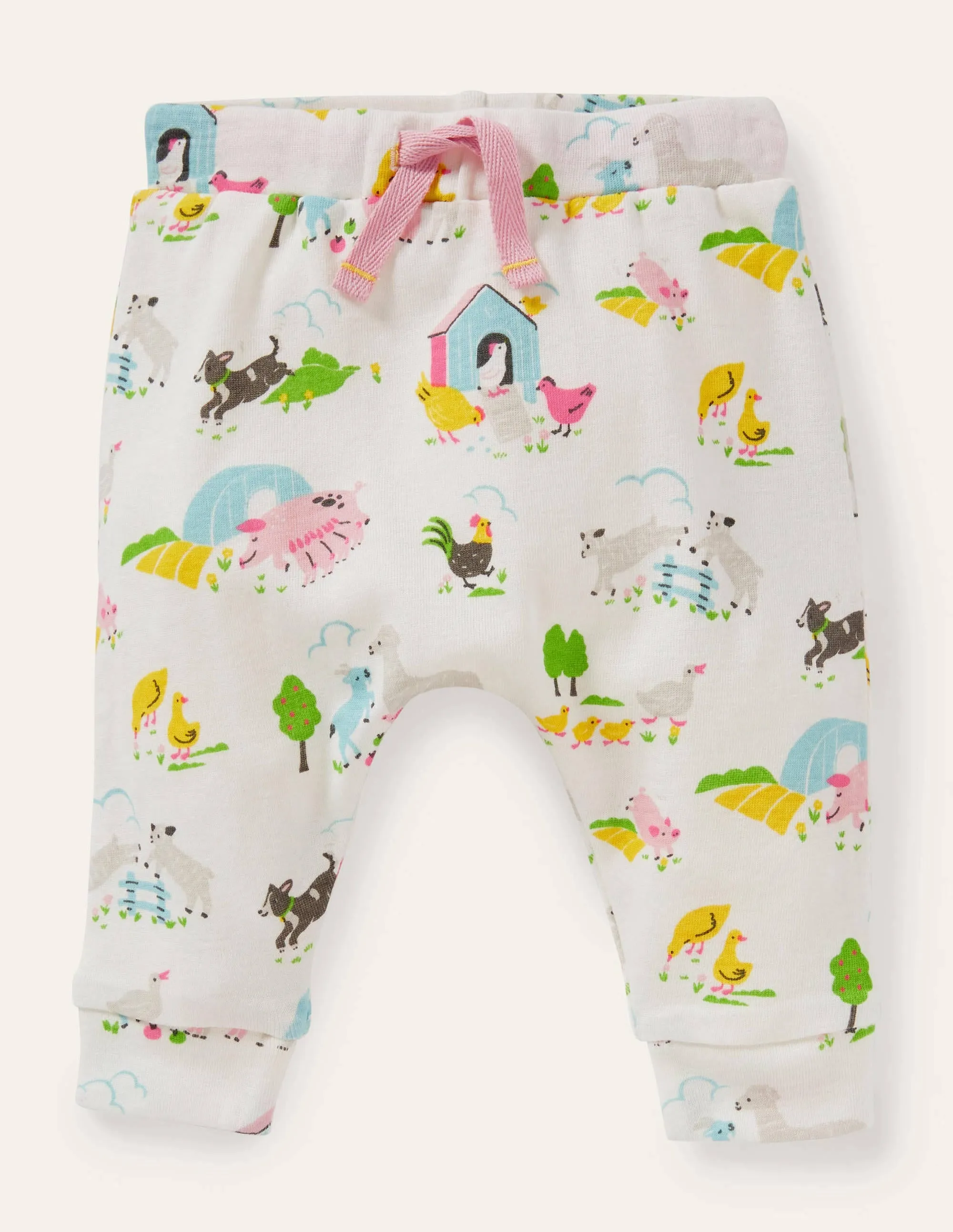 GOTS Organic Newborn Trousers-Multi Farmyard Friends