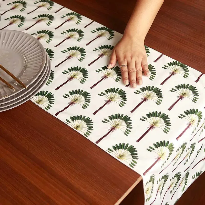 Green Palm Table Runner | 13 x 58 Inches, 13 x 72 Inches