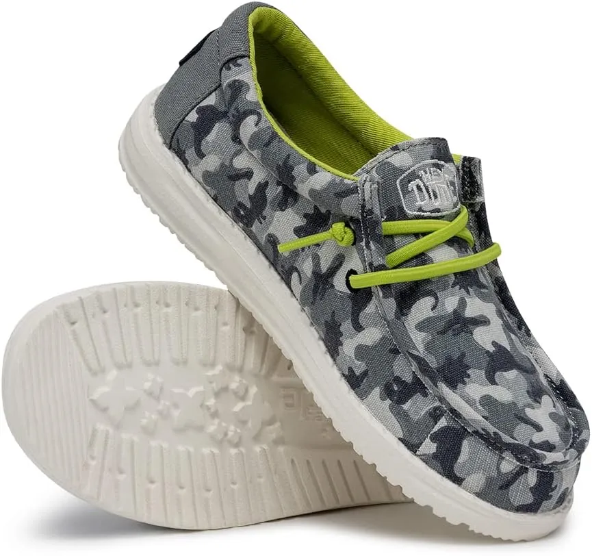 Hey Dude Wally Camodino Kid Shoes ??Unisex ??Ultralight Design ??Cotton Canvas Upper ??Cotton Lining