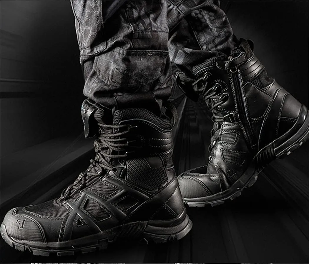 High Tube Leather Mesh Breathable Combat Boot, Military Tactical Non-Slip Boots, Outdoor Climbing Desert Hiking Shoes