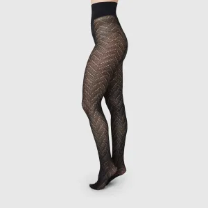 Ina Pointelle Tights: Black
