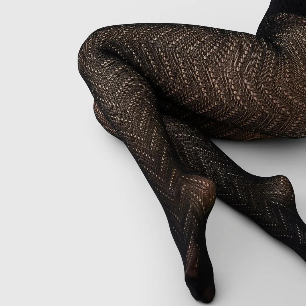 Ina Pointelle Tights: Black