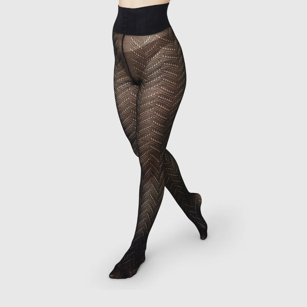 Ina Pointelle Tights: Black