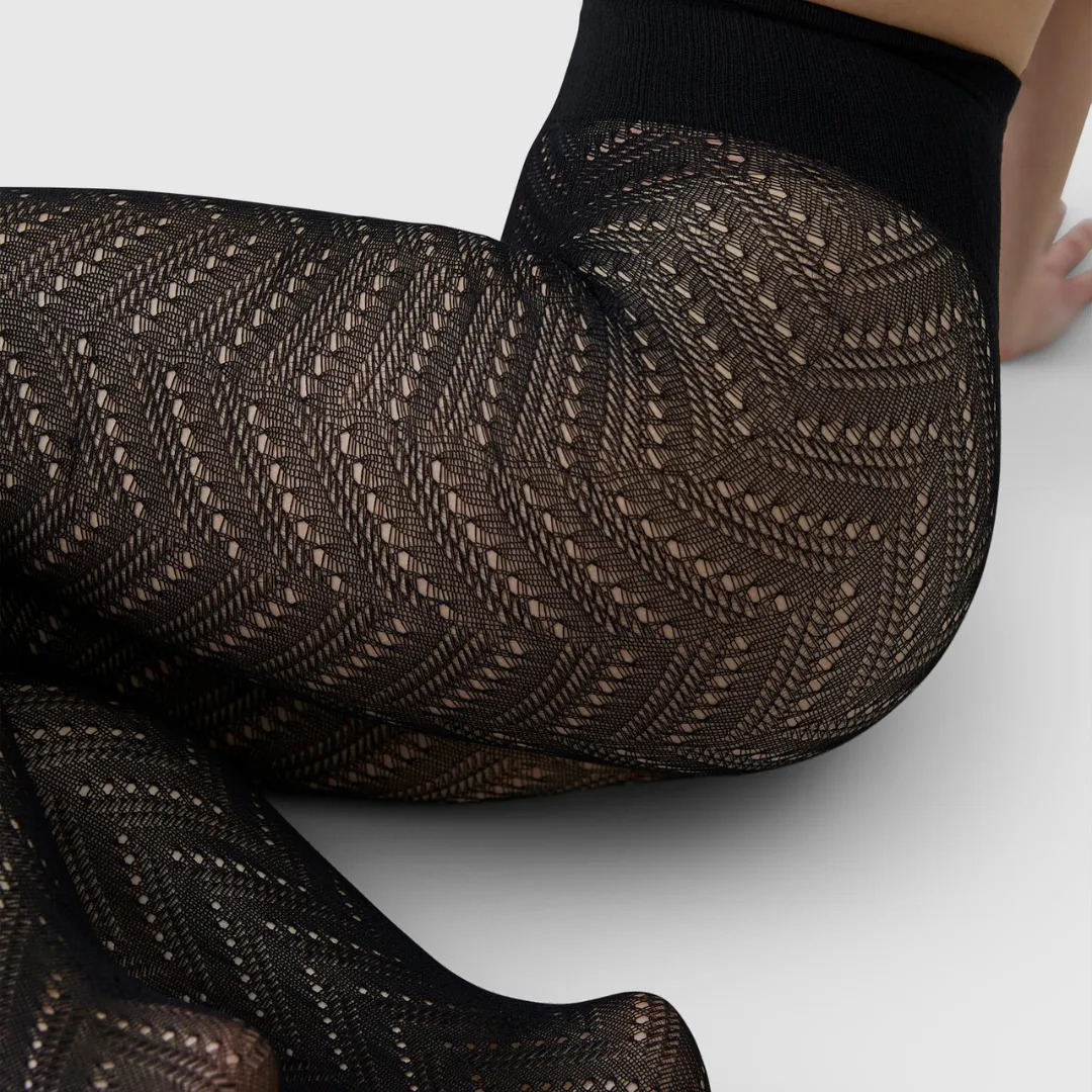 Ina Pointelle Tights: Black