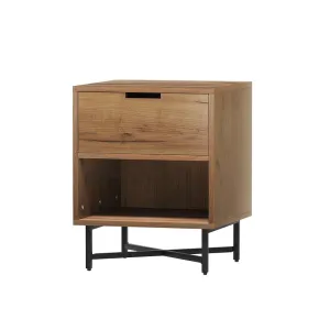 Industrial Style Bedside Table With Drawer Oak