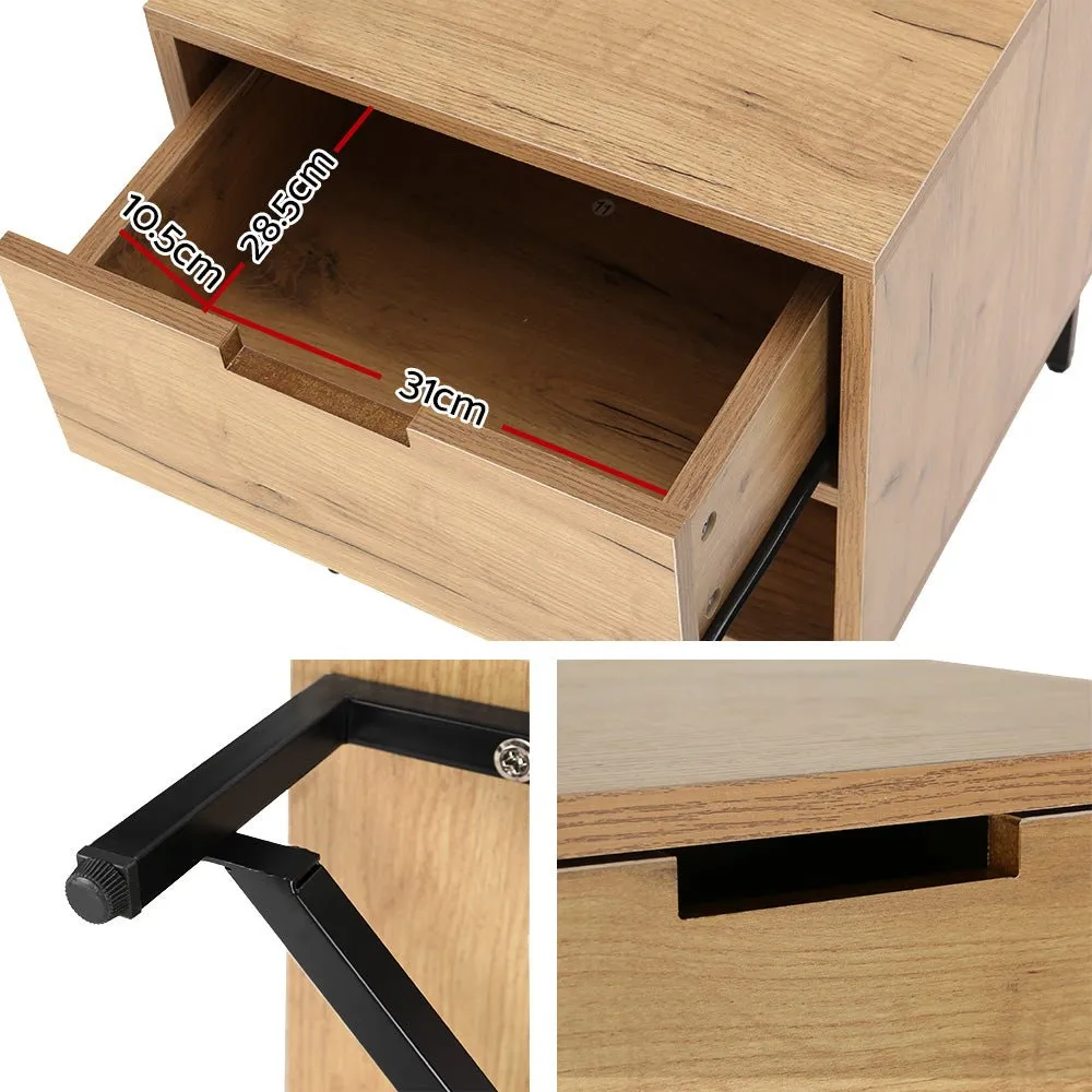 Industrial Style Bedside Table With Drawer Oak