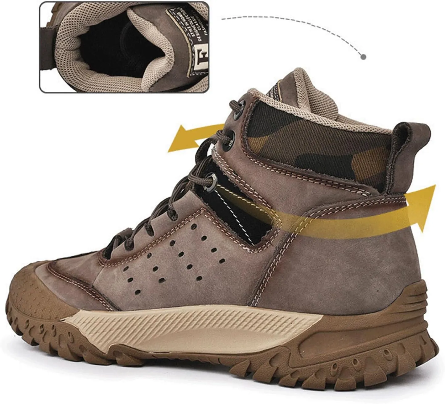 JiuQing Men's Hiking Boots Waterproof Desert Boots Breathable Backpacking Trekking Trails Shoes