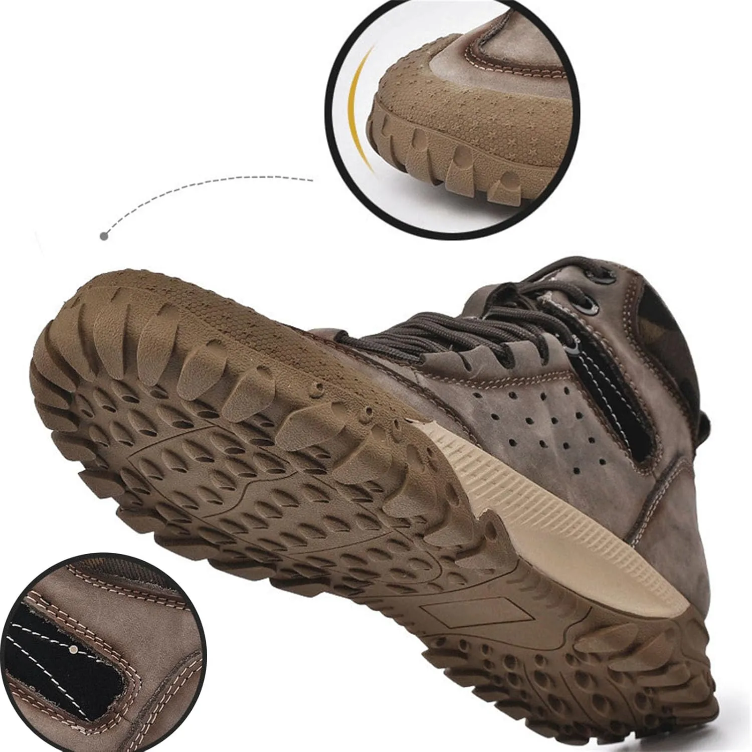 JiuQing Men's Hiking Boots Waterproof Desert Boots Breathable Backpacking Trekking Trails Shoes