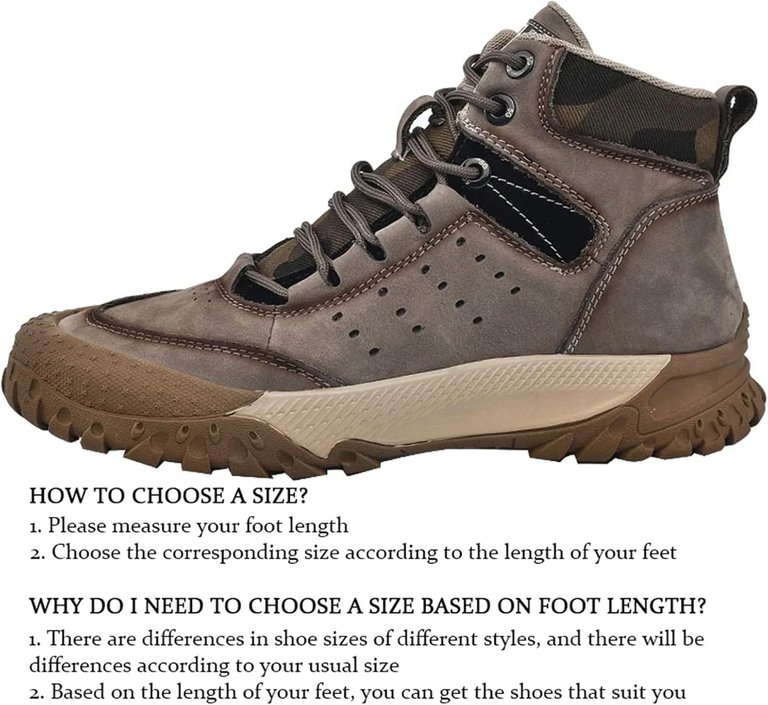 JiuQing Men's Hiking Boots Waterproof Desert Boots Breathable Backpacking Trekking Trails Shoes