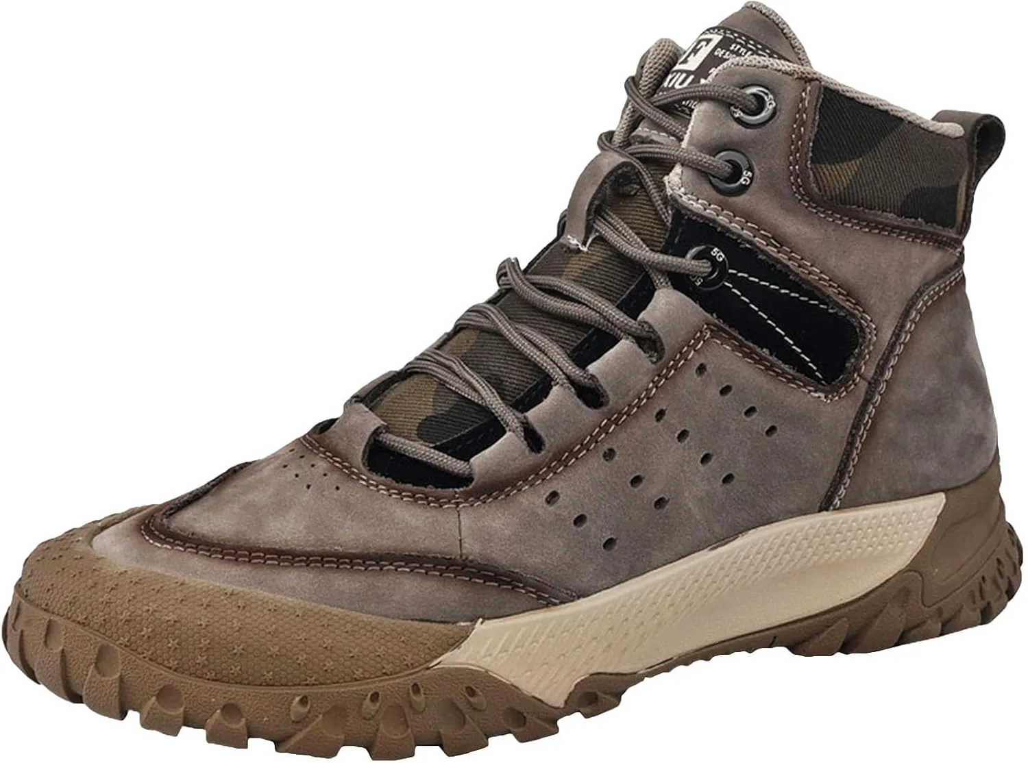 JiuQing Men's Hiking Boots Waterproof Desert Boots Breathable Backpacking Trekking Trails Shoes