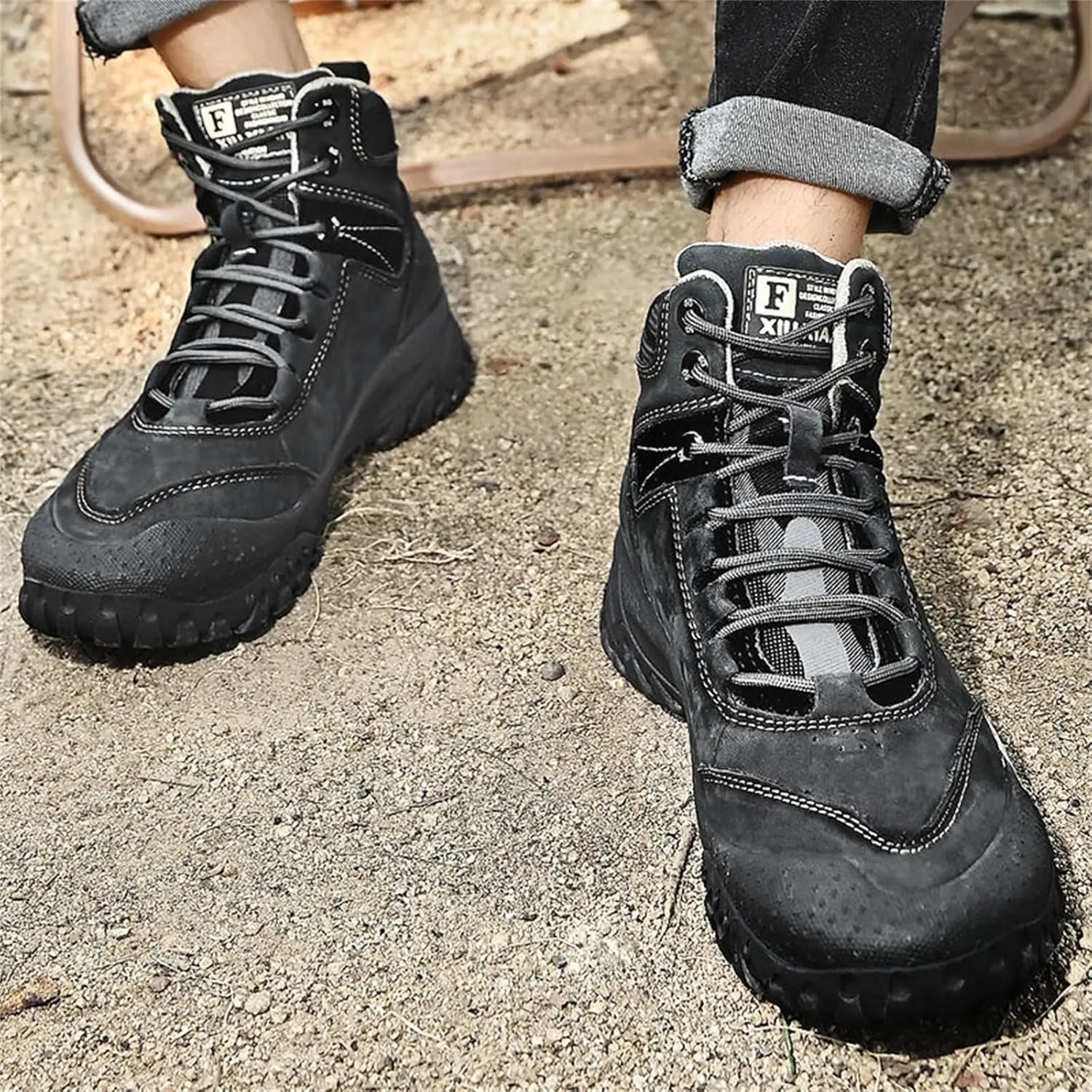 JiuQing Men's Hiking Boots Waterproof Desert Boots Breathable Backpacking Trekking Trails Shoes