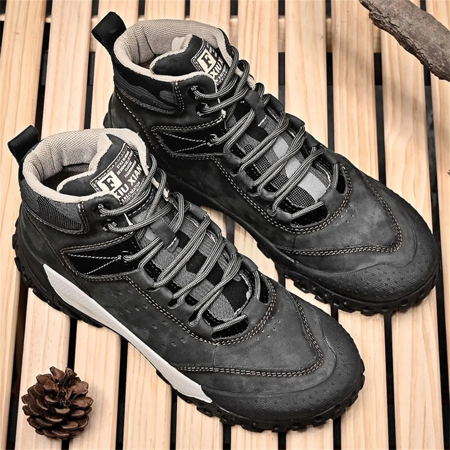 JiuQing Men's Hiking Boots Waterproof Desert Boots Breathable Backpacking Trekking Trails Shoes