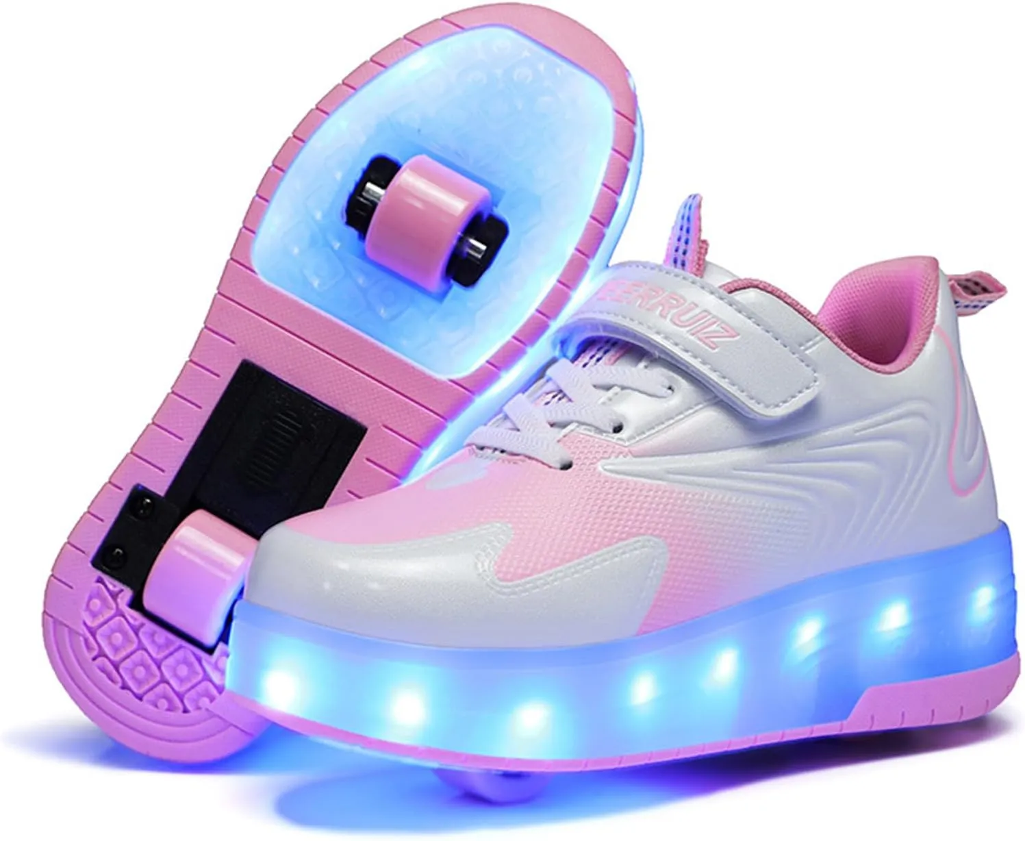 Kids Roller Shoes Boy Girl Sneakers, Outdoor Sport Shoes Sneakers with 2 Wheels Unisex Skateboarding Shoe Retractable Skating Shoes for Children's Park Walking Sports