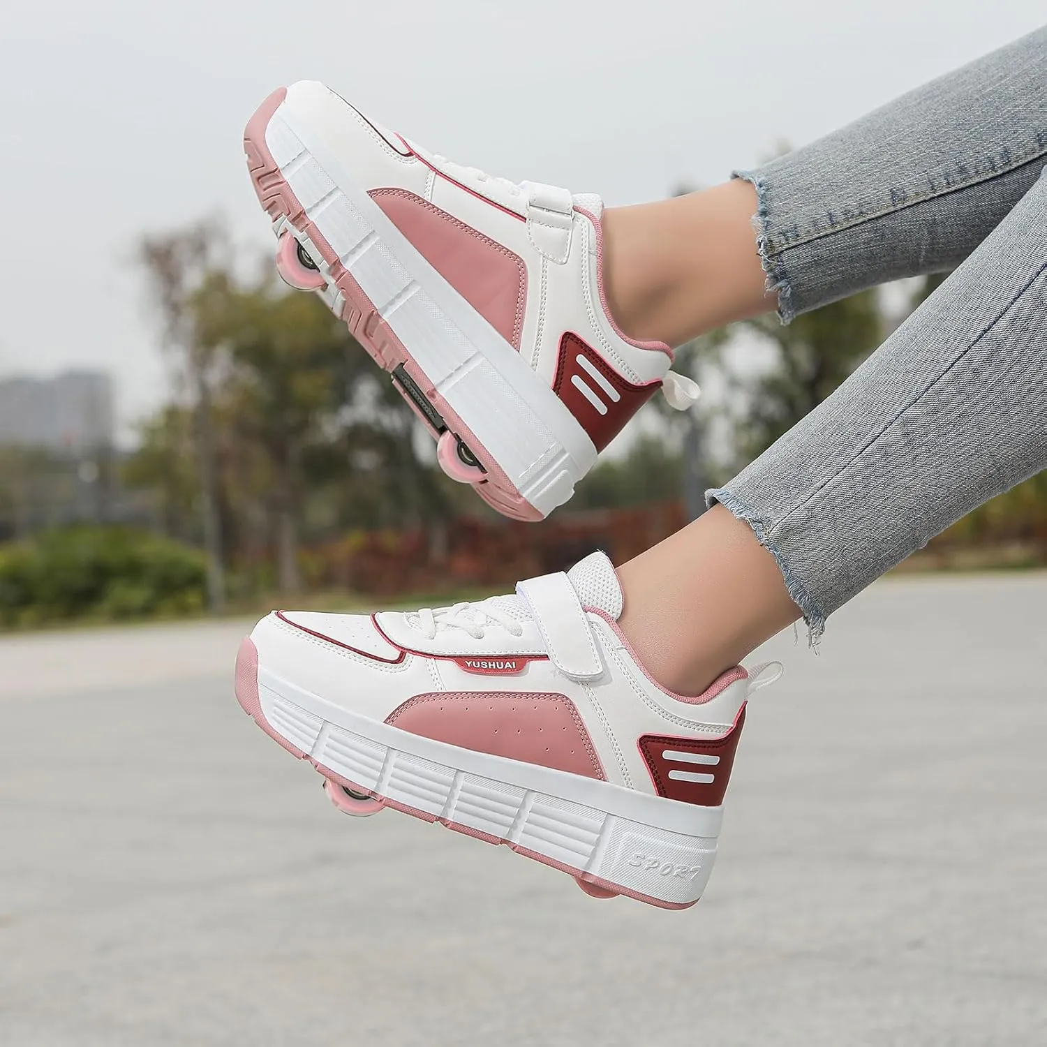 Kids Roller Skate Shoes Automatic Retrectable Technical Skateboarding Skates Multisport Running Sneakers for Boys Girls and Teen Outdoor