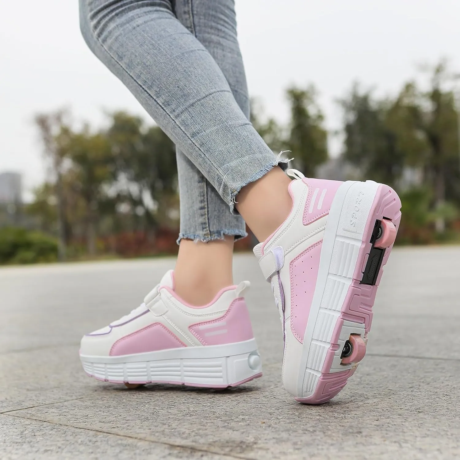 Kids Roller Skate Shoes Automatic Retrectable Technical Skateboarding Skates Multisport Running Sneakers for Boys Girls and Teen Outdoor