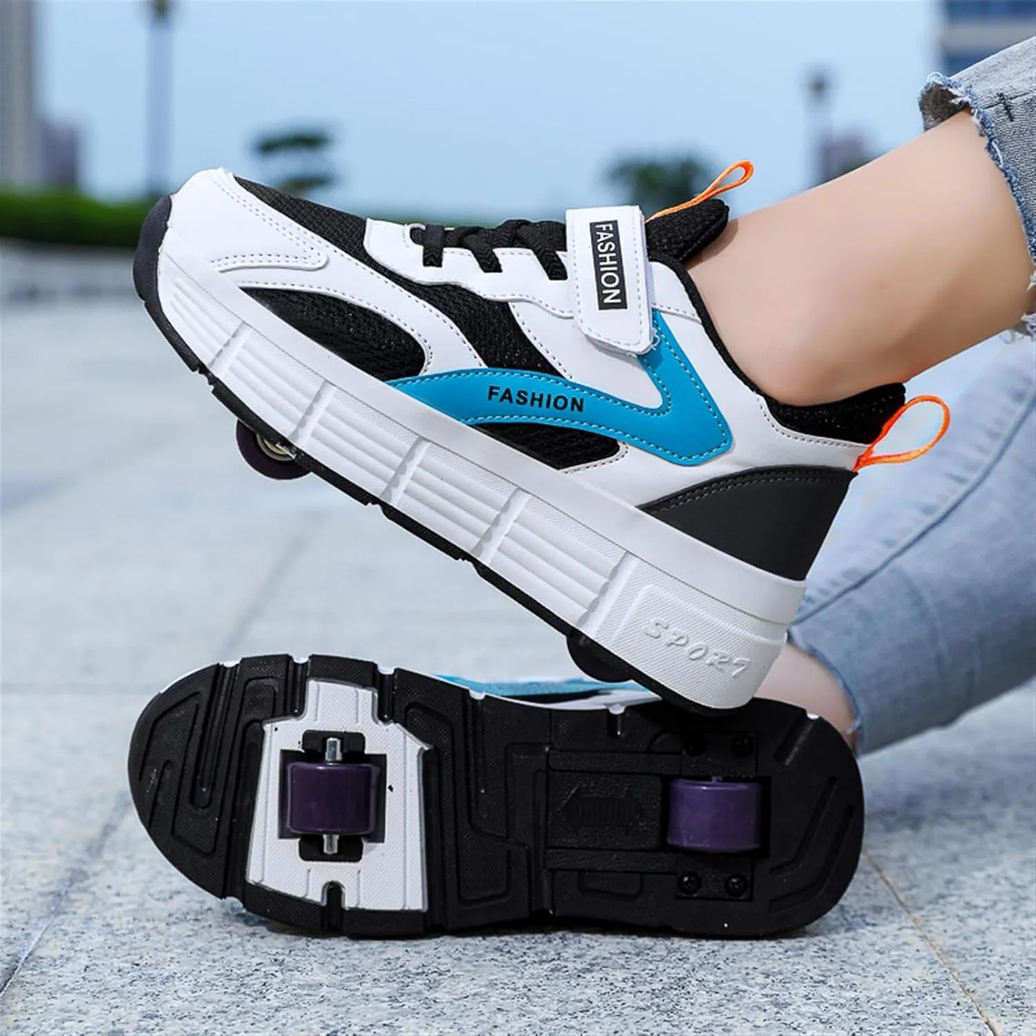 Kids Roller Skate Shoes Automatic Retrectable Technical Skateboarding Skates Multisport Running Sneakers for Boys Girls and Teen Outdoor