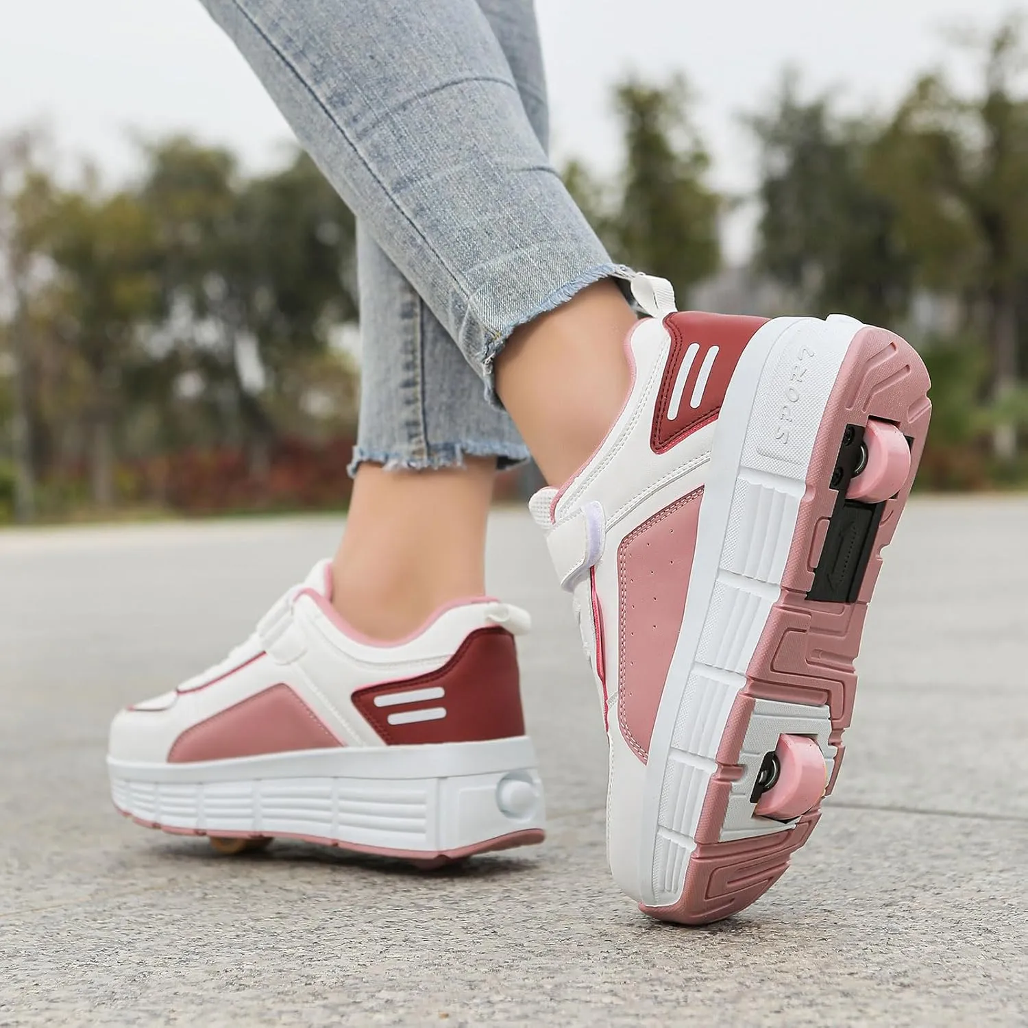 Kids Roller Skate Shoes Automatic Retrectable Technical Skateboarding Skates Multisport Running Sneakers for Boys Girls and Teen Outdoor
